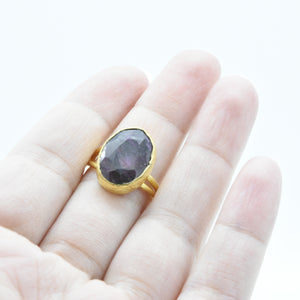Aylas Ruby adjustable ring - 21ct Gold plated brass - Handmade in Ottoman Style by Artisan