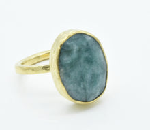 Aylas Emerald adjustable ring - 21ct Gold plated Brass - Handmade in Ottoman Style by Artisan