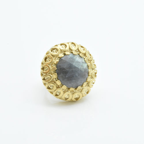Aylas Labradorite ring - 21ct Gold plated brass - Handmade in Ottoman Style by Artisan