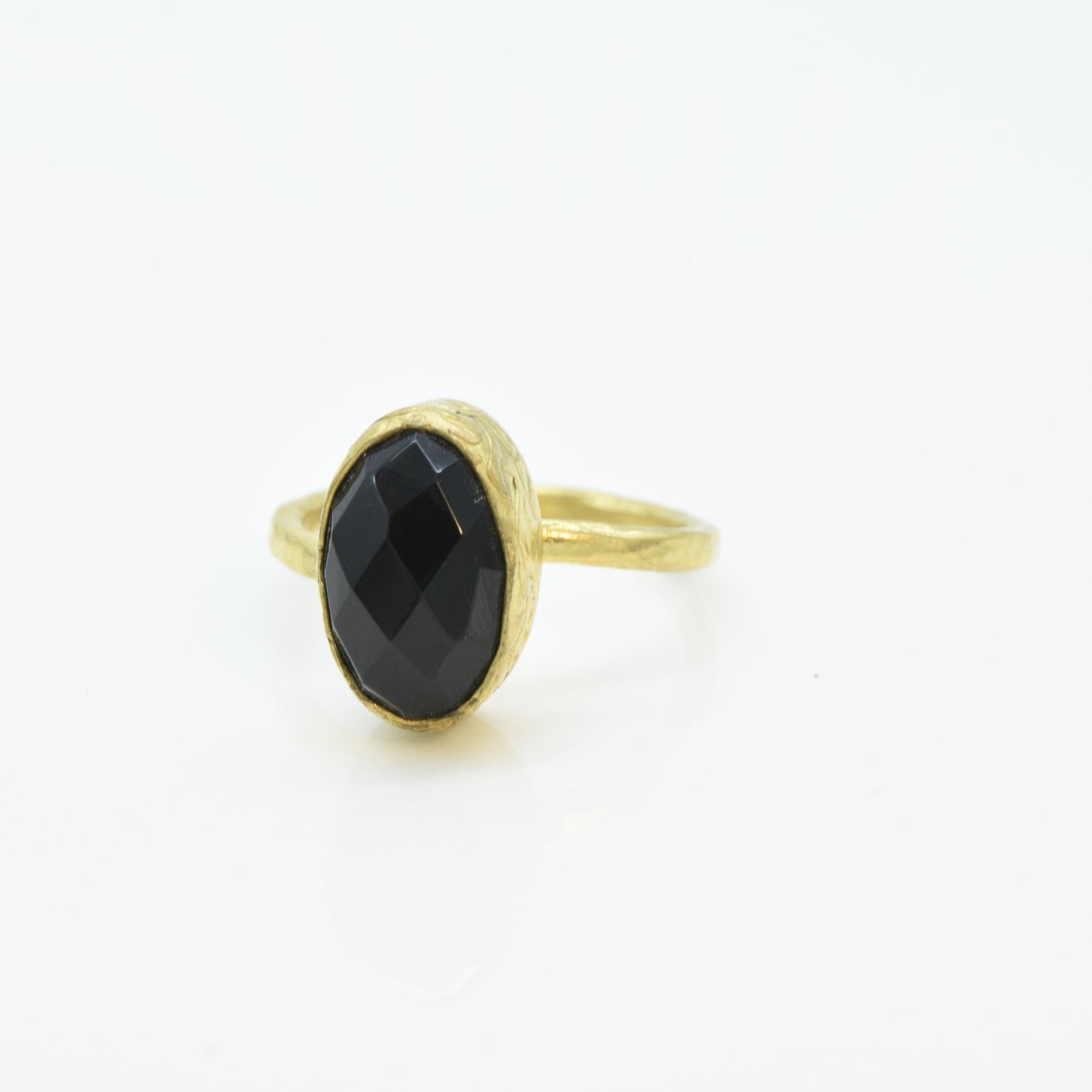 Aylas Onyx adjustable ring - 21ct Gold plated brass - Handmade in Ottoman Style by Artisan