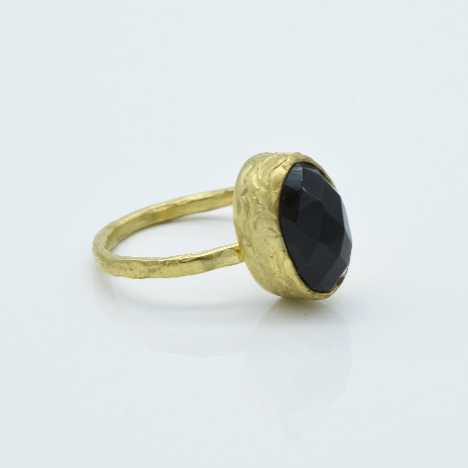 Aylas Onyx adjustable ring - 21ct Gold plated brass - Handmade in Ottoman Style by Artisan