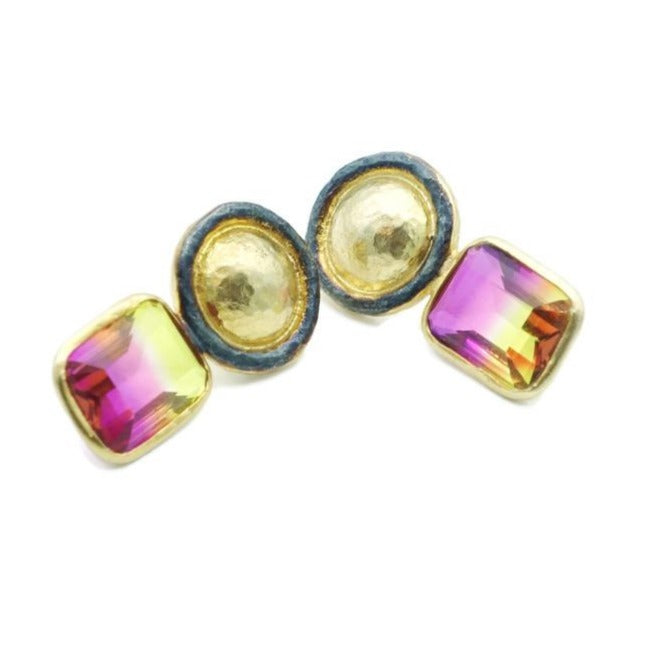 Aylas Crystal Quartz earrings - 21ct Gold plated semi precious gemstone - Handmade