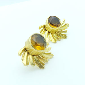 Aylas Citrine earrings - 21ct Gold plated semi precious gemstone - Handmade