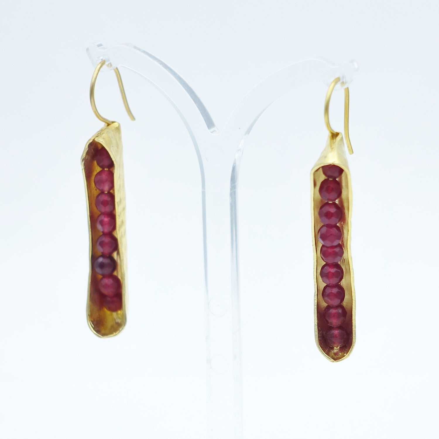 Aylas Seed Pods Jade earrings - 21ct Gold plated semi precious gemstone - Handmade
