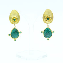 Aylas Emerald earrings - 21ct Gold plated semi precious gemstone - Handmade