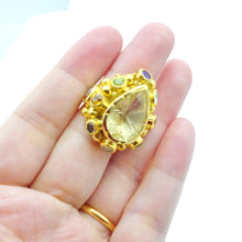Aylas Citrine Peridot Amethyst Ring- 21ct Gold plated Sterling silver- Semi precious Gem stones