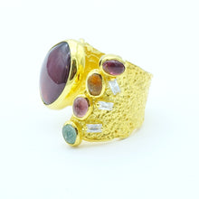 Aylas Citrine Amber Rose Ring- 21ct Gold plated Sterling silver- Semi precious Gem stones