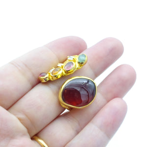 Aylas Citrine Amber Rose Ring- 21ct Gold plated Sterling silver- Semi precious Gem stones