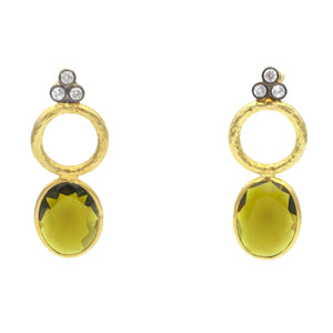 Aylas Tourmaline earrings - 21ct Gold plated semi precious gemstone - Handmade