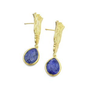 Aylas Sapphire earrings - 21ct Gold plated semi precious gemstone - Handmade