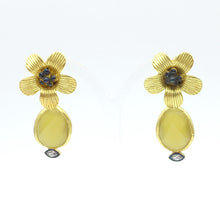 Aylas Cateye earrings - 21ct Gold plated semi precious gemstone - Handmade