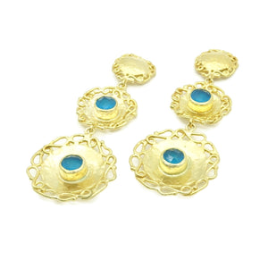 Aylas Chalcedony earrings - 21ct Gold plated semi precious gemstone - Handmade