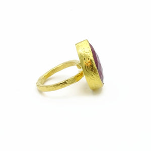 Aylas Ruby ring - 21ct Gold plated semi precious gemstone - Handmade in Ottoman Style