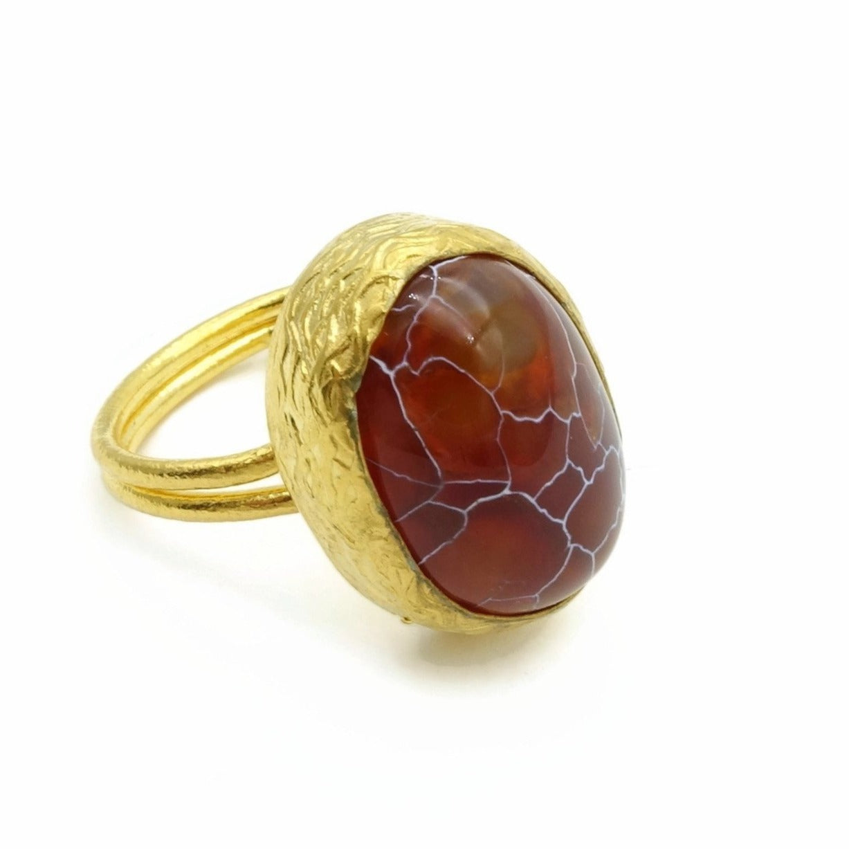 Aylas Agate ring - 21ct Gold plated semi precious gemstone - Handmade in Ottoman Style