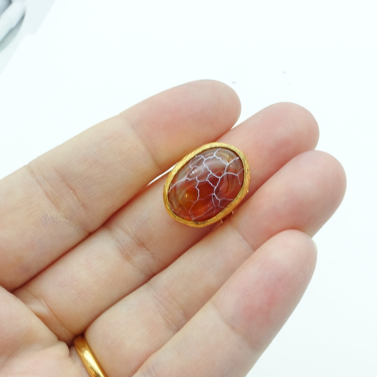 Aylas Agate ring - 21ct Gold plated semi precious gemstone - Handmade in Ottoman Style