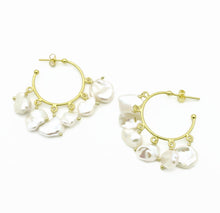 Aylas Pearl semi precious gemstone earrings - 21ct Gold plated 925 Silver handmade