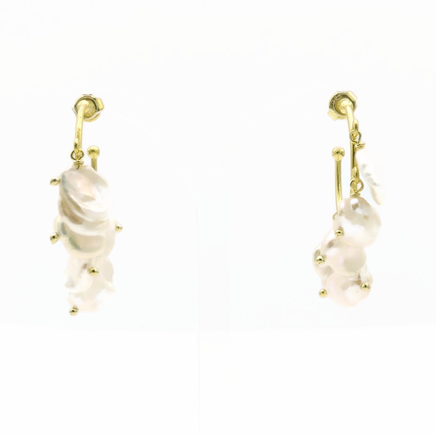 Aylas Pearl semi precious gemstone earrings - 21ct Gold plated 925 Silver handmade