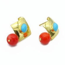 Aylas Turquoise earrings - 21ct Gold plated 925 Silver handmade Ottoman style