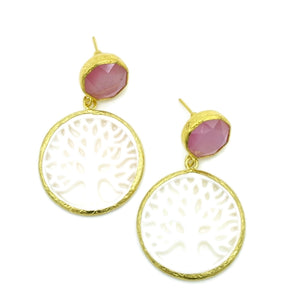 Aylas Cateye Pearl earrings - 21ct Gold plated semi precious gemstone - Handmade