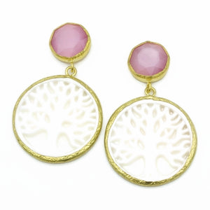 Aylas Cateye Pearl earrings - 21ct Gold plated semi precious gemstone - Handmade