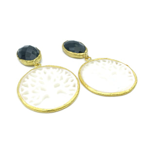 Aylas Onyx Pearl earrings - 21ct Gold plated semi precious gemstone - Handmade