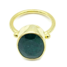 Aylas Emerald Ring- 21ct Gold plated Sterling silver- Semi precious Gem stones- Handmade