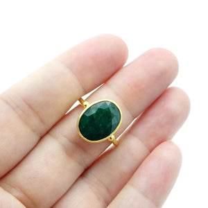 Aylas Emerald Ring- 21ct Gold plated Sterling silver- Semi precious Gem stones- Handmade