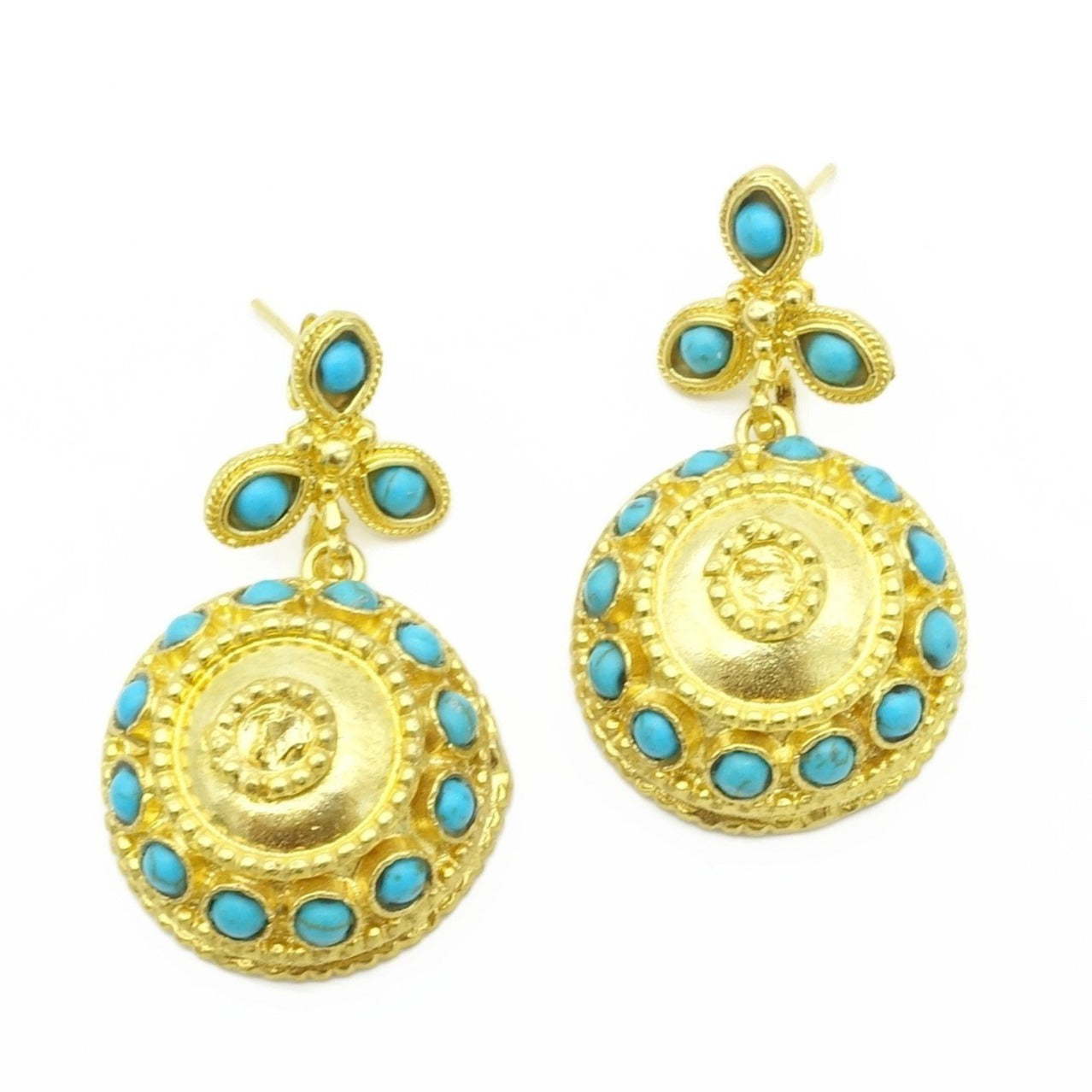 Aylas Turquoise earrings - 21ct Gold plated semi precious gemstone - Handmade