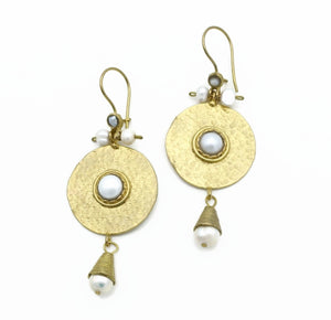 Aylas Pearl earrings - 21ct Gold plated semi precious gemstone - Handmade