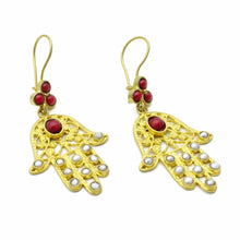Aylas Pearl Red Coral earrings - 21ct Gold plated semi precious gemstone - Handmade