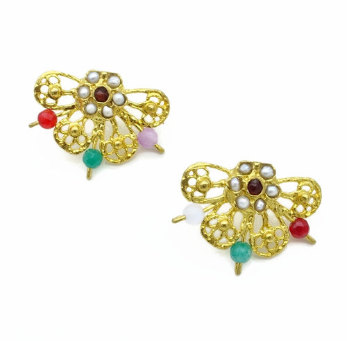 Aylas Pearl Agates earrings - 21ct Gold plated semi precious gemstone - Handmade