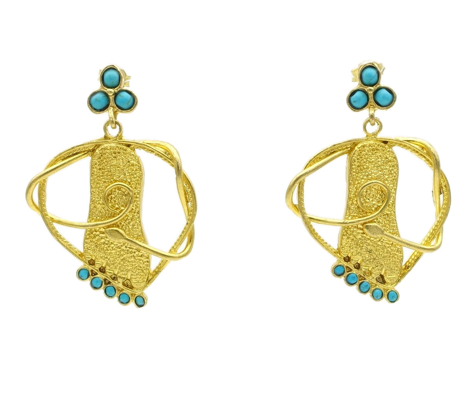 Aylas Turquoise earrings - 21ct Gold plated semi precious gemstone - Handmade
