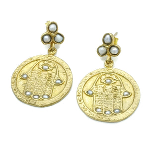 Aylas Pearls earrings - 21ct Gold plated semi precious gemstone - Handmade