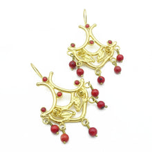 Aylas Red Coral earrings - 21ct Gold plated semi precious gemstone - Handmade