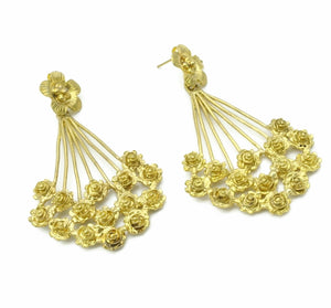 Aylas Flower Floral earrings - 21ct Gold plated  - Handmade in Ottoman style