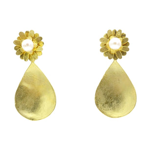 Aylas Pearl earrings - 21ct Gold plated semi precious gemstone - Handmade