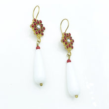 Aylas Red Coral, Agate earrings - 21ct Gold plated semi precious gemstone - Handmade