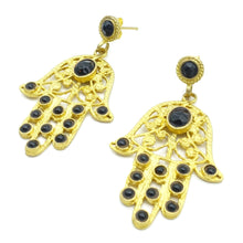 Aylas Onyx earrings - 21ct Gold plated semi precious gemstone - Handmade