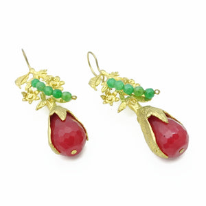 Aylas Agate earrings - 21ct Gold plated semi precious gemstone - Handmade