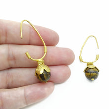 Aylas Tiger eye earrings - 21ct Gold plated semi precious gemstone - Handmade