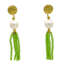 Aylas Pearl, Jade semi precious gemstone earrings - 21ct Gold plated handmade- Ottoman style