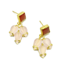 Aylas Cateye semi precious gemstone earrings - 21ct Gold plated handmade- Ottoman style