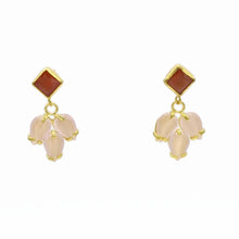 Aylas Cateye semi precious gemstone earrings - 21ct Gold plated handmade- Ottoman style