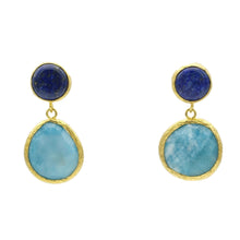 Aylas Agate Lapis lazuli semi precious gemstone earrings - 21ct Gold plated handmade