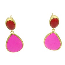 Aylas Coral, Howlite semi precious gemstone earrings - 21ct Gold plated handmade