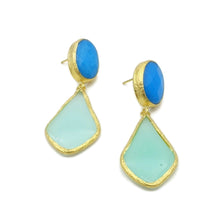 Aylas Jade, Agate semi precious gemstone earrings - 21ct Gold plated handmade