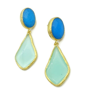 Aylas Jade, Agate semi precious gemstone earrings - 21ct Gold plated handmade