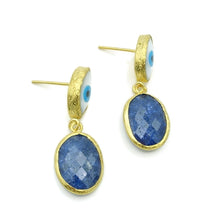 Aylas Crackled Zircon Evil eye semi precious gemstone earrings - 21ct Gold plated