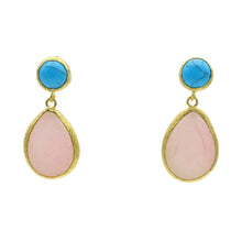 Aylas JTurquoise, Agate semi precious gemstone earrings - 21ct Gold plated- Handmade