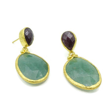 Aylas Chalcedony, Agate semi precious gemstone earrings - 21ct Gold plated- Handmade